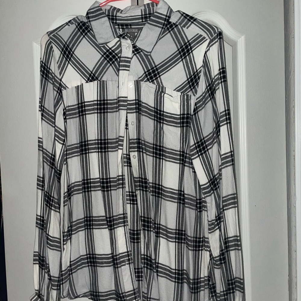 White/Black buffalo plaid flannel